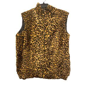 Vintage Marshall Rousso Leopard Print Faux Fur Vest S/M Made In USA